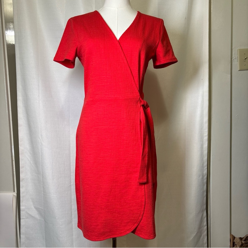 J. Crew Factory Orange Wrap Midi Dress. Size XS. NWT.